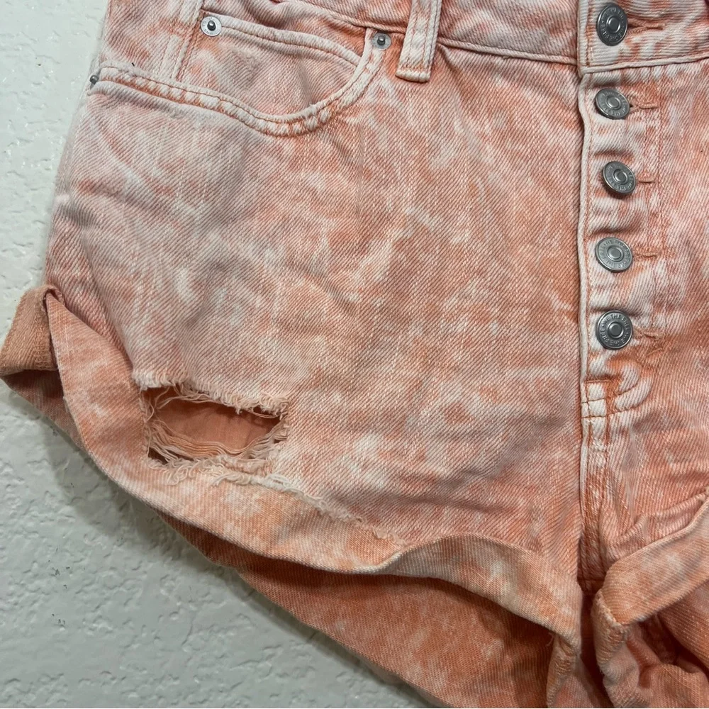 Free People We the Free Romeo Rolled Cut Off Denim Jean Shorts Orange Size 30